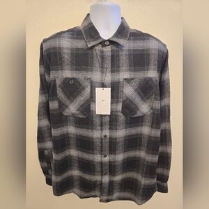 NWT Thomas Sterling Men's Gray Plaid Long-Sleeve Button-Down Shirt